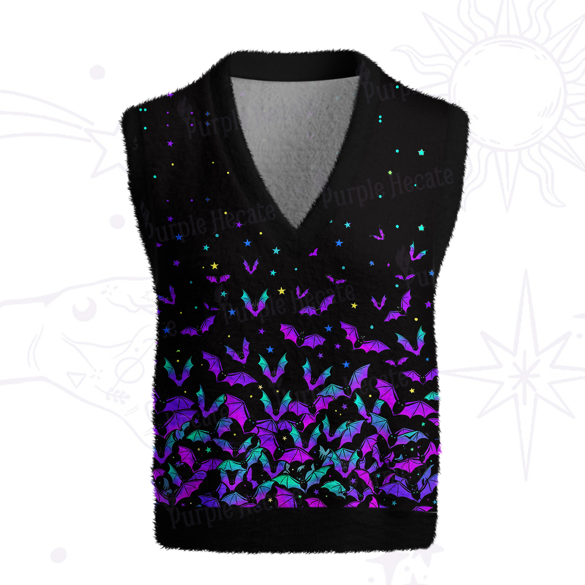 Purplehecate Rainbow Bat Ugly Sweater Vest