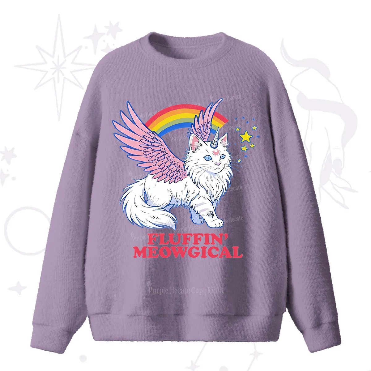 Purplehecate Fluffin Meowgical Fuzzy Ugly Sweater