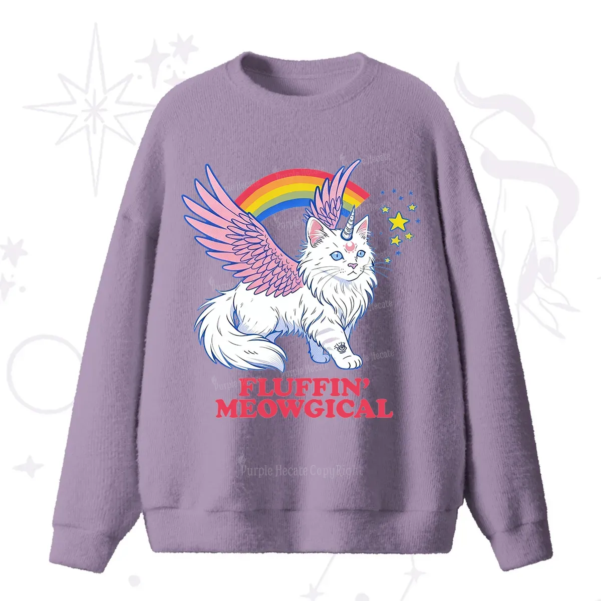 Purplehecate Fluffin Meowgical Fuzzy Ugly Sweater