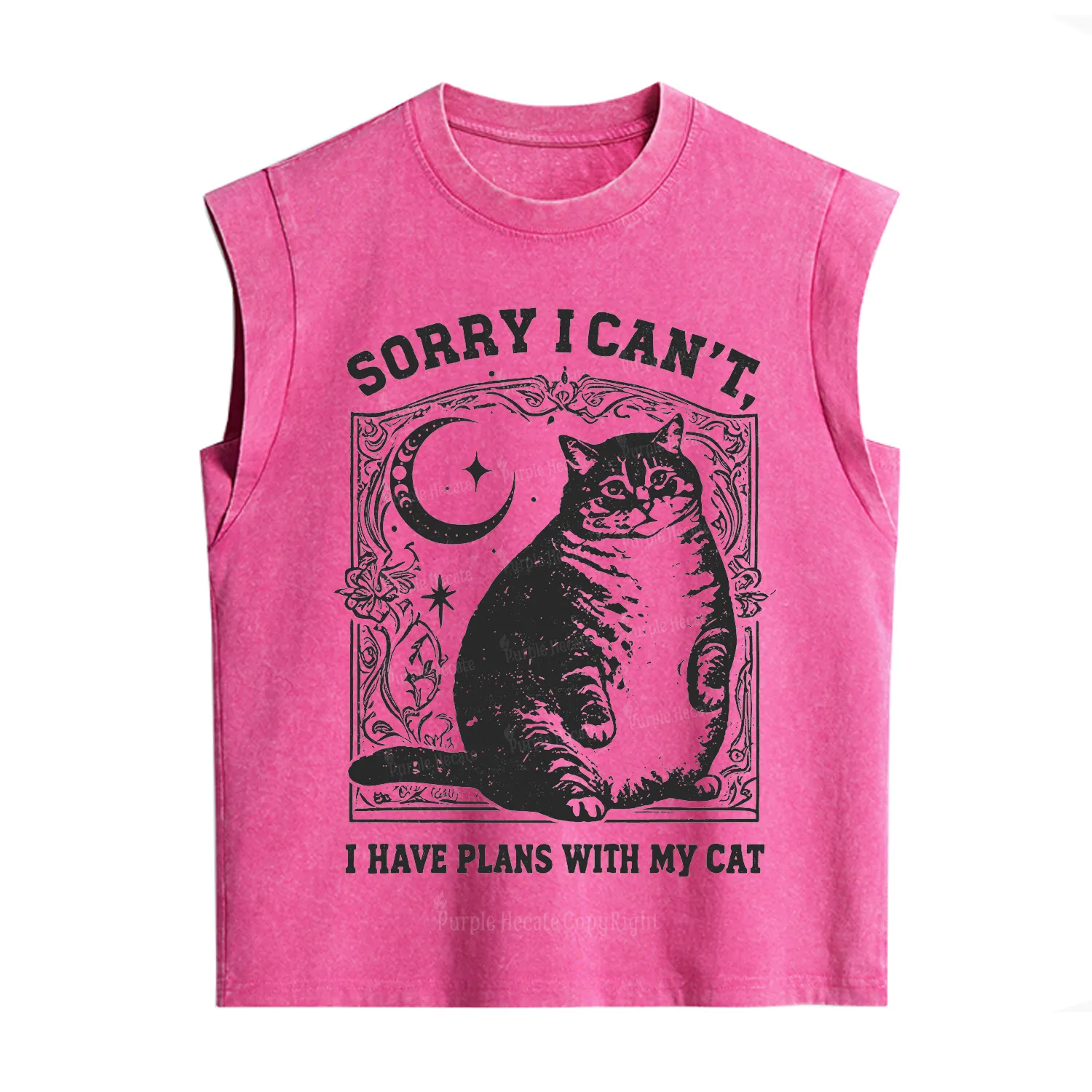 Purplehecate Sorry I Can't I Have Plans With My Cat Vintage Washed Tank