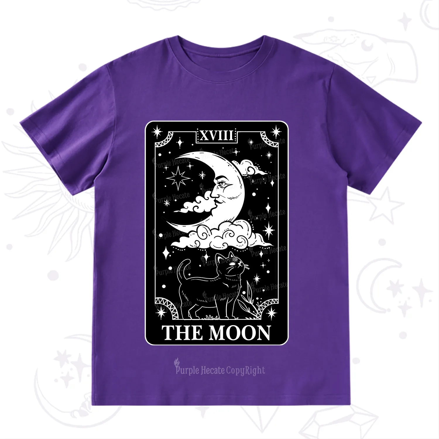 Purplehecate The Moon Tarot Card Cat T-Shirt