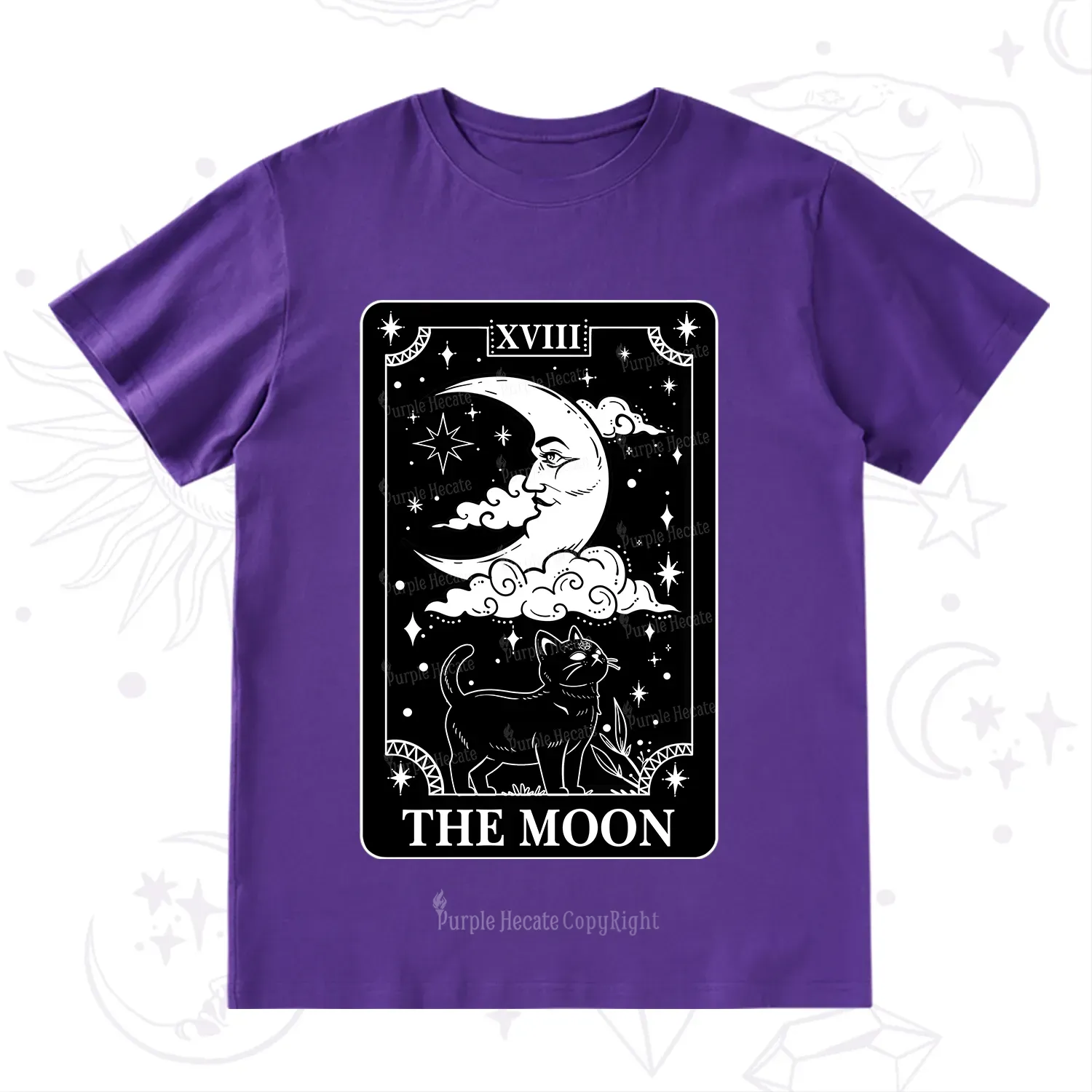 Purplehecate The Moon Tarot Card Cat T-Shirt