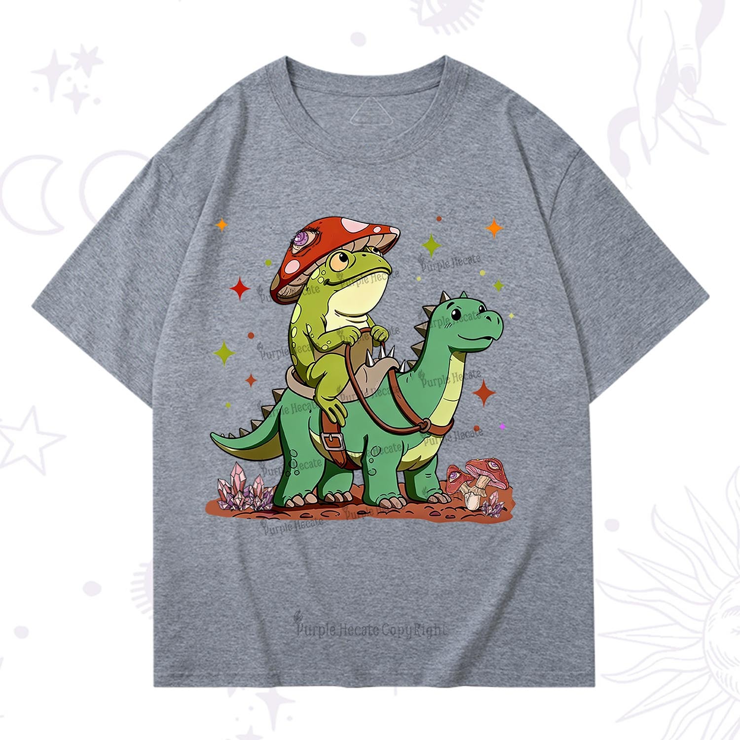 Purplehecate Frog Riding a Dinosaur T-Shirt