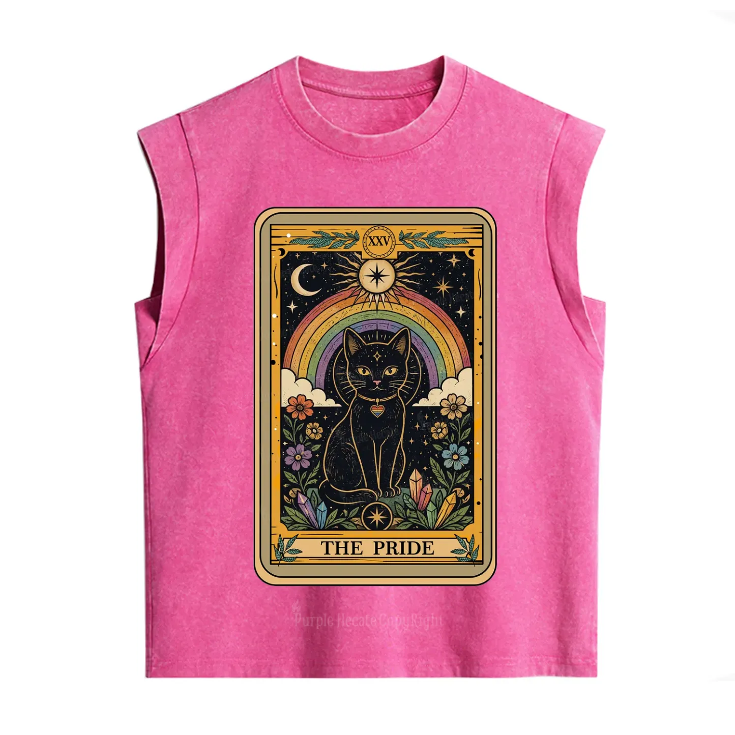 Purplehecate The Pride Black Cat Tarot Vintage Washed Tank
