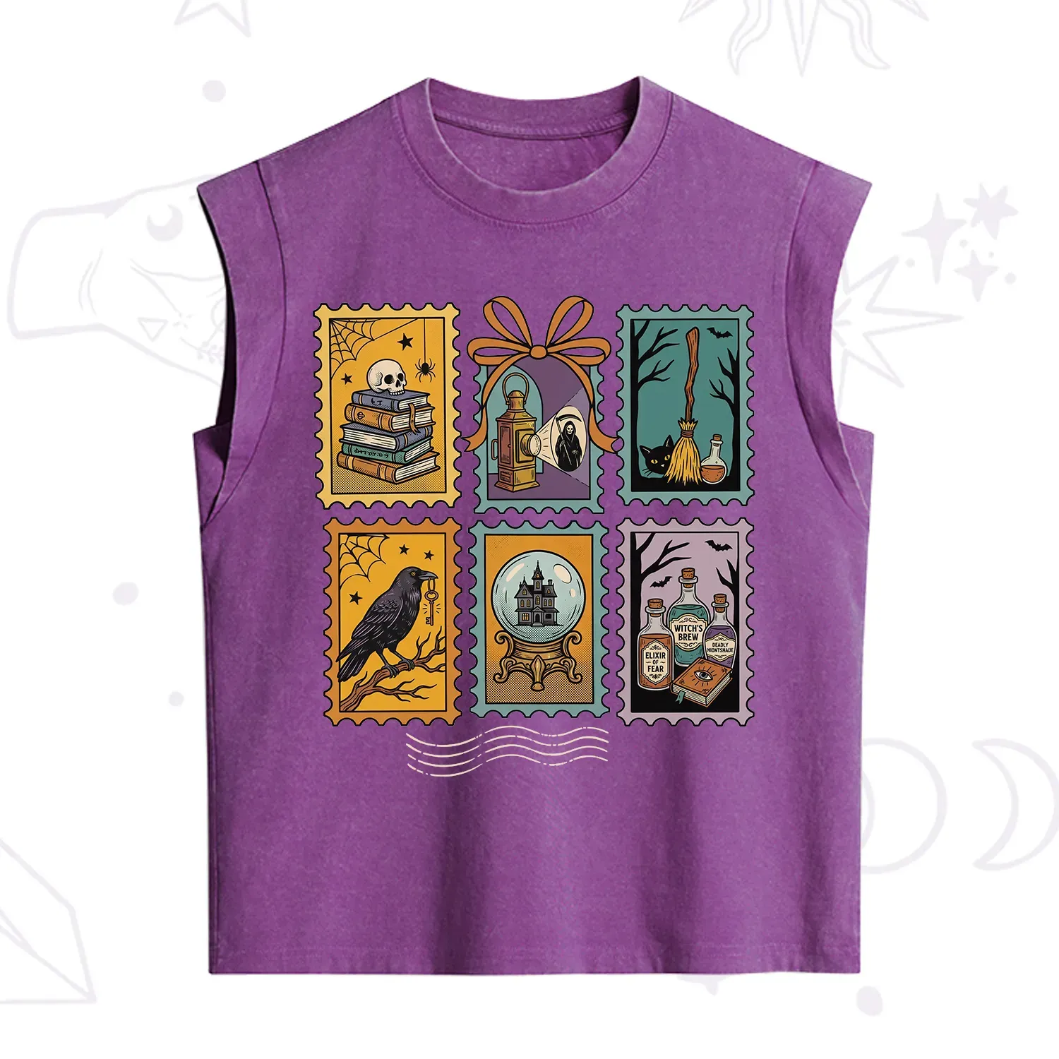Purplehecate Halloween Witch Raven Castle Potions Vintage Washed Tank