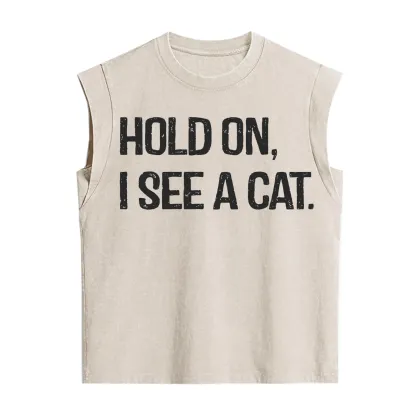 Purplehecate Hold on I See A Cat Vintage Washed Tank