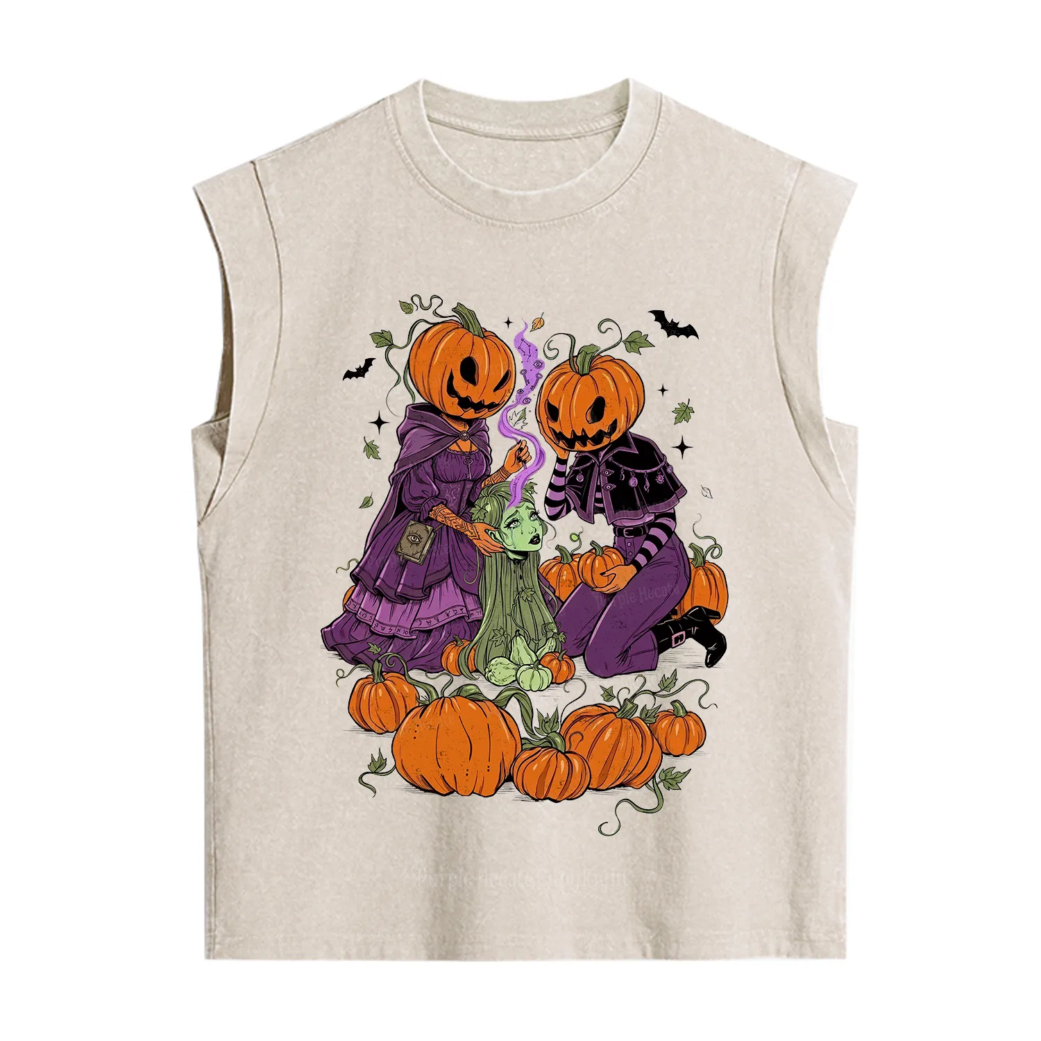 Purplehecate Spooky Witch Pumpkin Patch Vintage Washed Tank