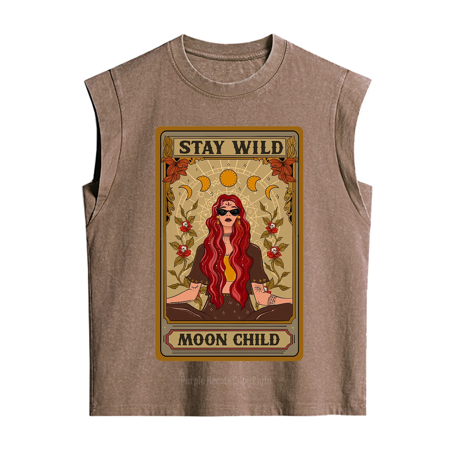 Purplehecate The Stay Wild Moon Child Oracle Card Vintage Washed Tank