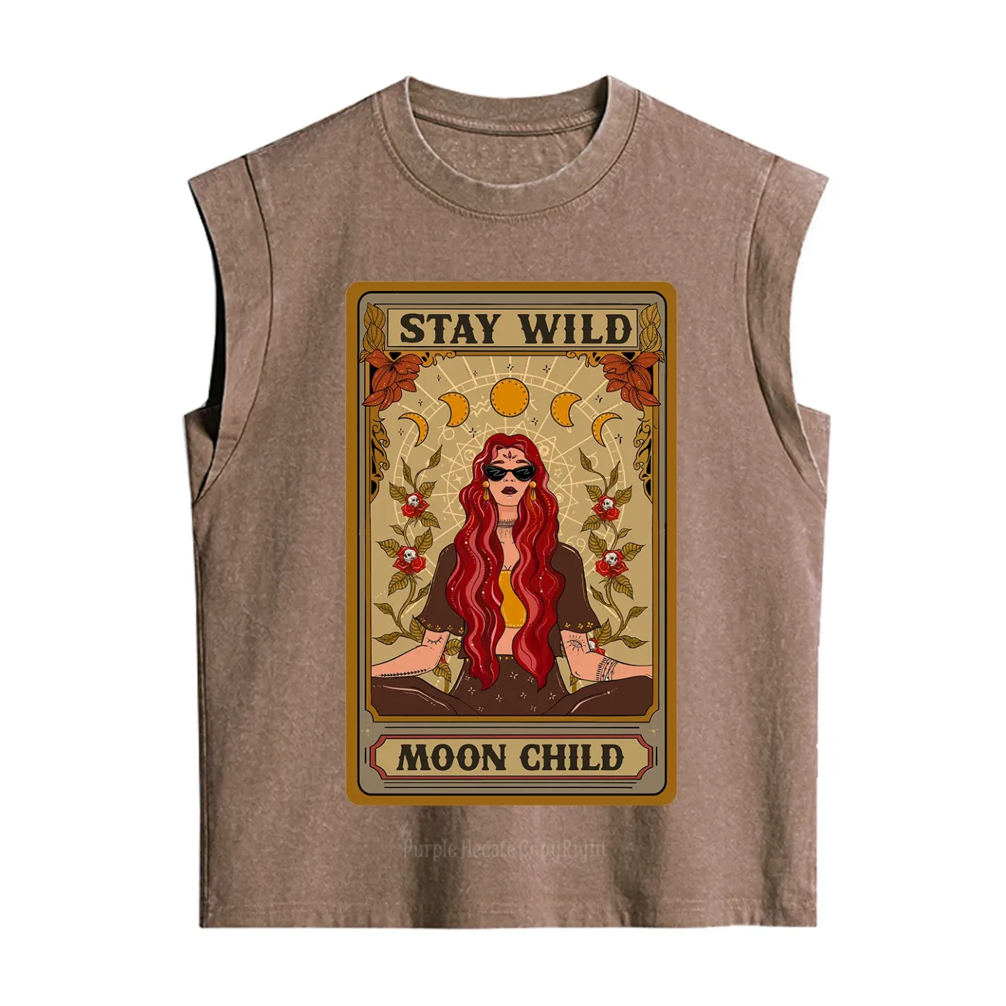 Purplehecate The Stay Wild Moon Child Oracle Card Vintage Washed Tank