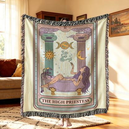 [Copy][Copy]Purplehecate Girls Will Be Girls Praying Mantis Woven Tapestry Blanket