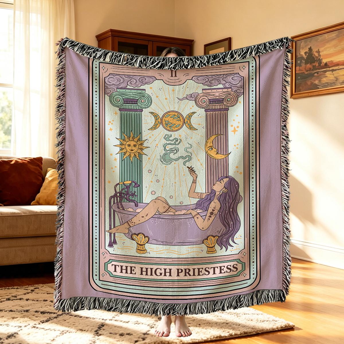 [Copy][Copy]Purplehecate Girls Will Be Girls Praying Mantis Woven Tapestry Blanket