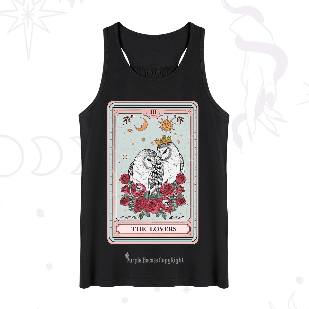 Purplehecate The Lovers Owls Tarot Card Tank