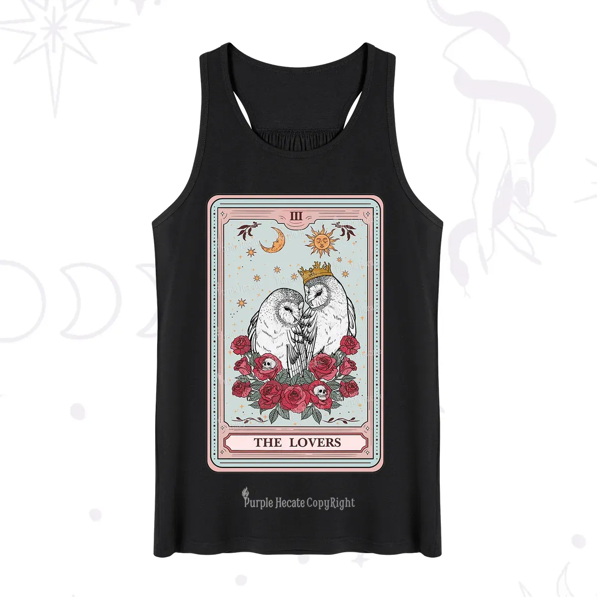 Purplehecate The Lovers Owls Tarot Card Tank