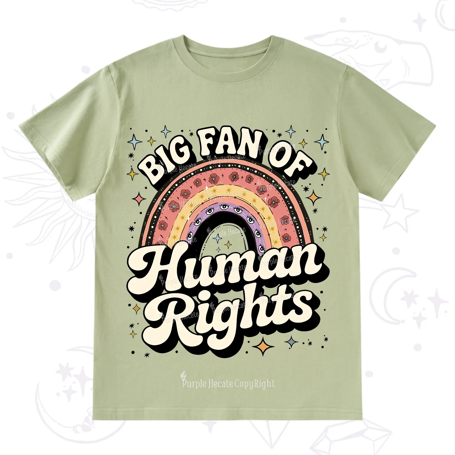 Purplehecate Big Fan Of Human Rights Rainbow T-Shirt