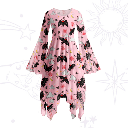 Purplehecate Cryptid Mothman Bell Sleeve Dress