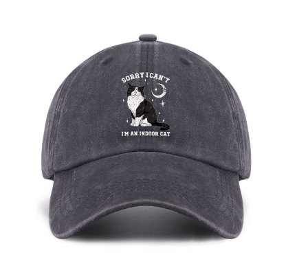 Purplehecate Sorry I Can't Go I'm an Indoor Cat Baseball Cap