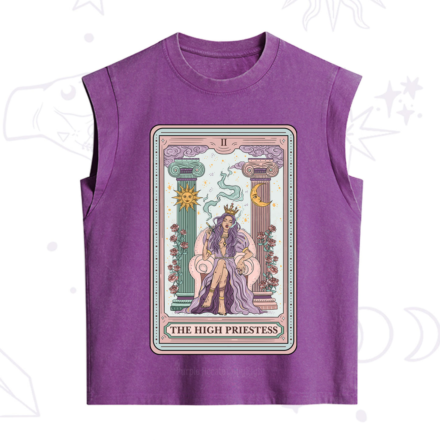 Purplehecate The High Priestess Tarot Card Vintage Washed Tank