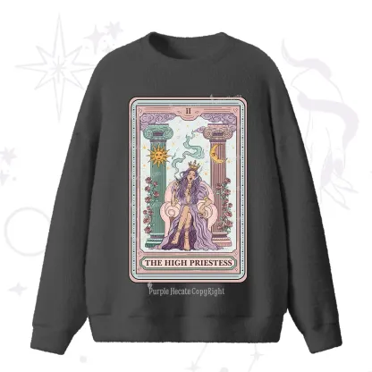 Purplehecate The High Priestess Tarot Card Fuzzy Ugly Sweater