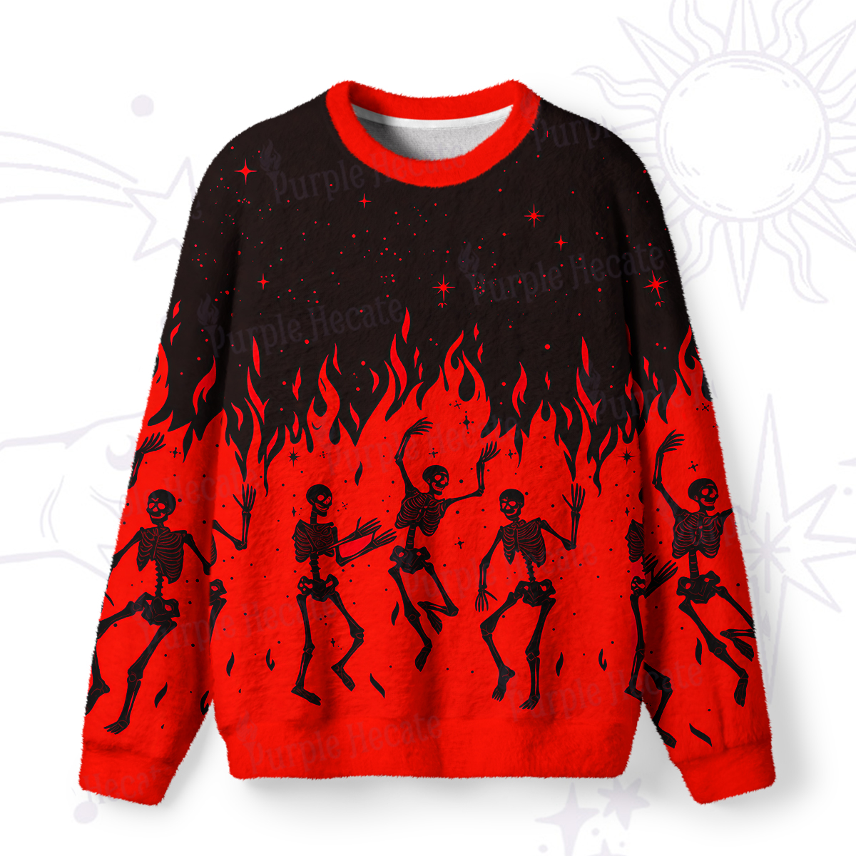 Purplehecate Infernal Revelry Fuzzy Ugly Sweatshirt