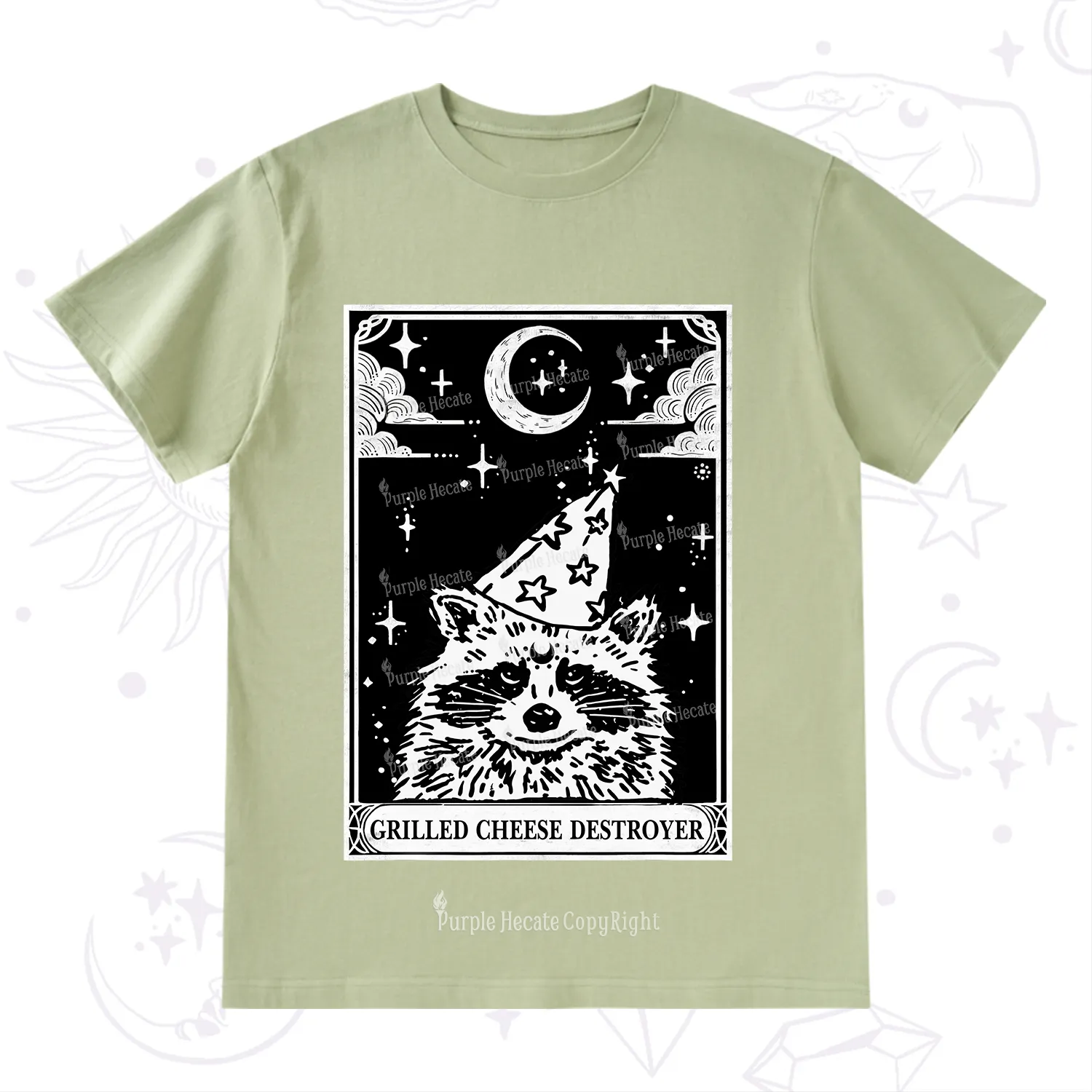 Purplehecate The Grilled Cheese Destroyer Tarot Raccoon T-Shirt