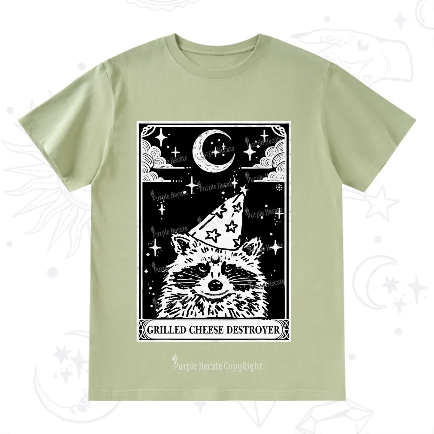 Purplehecate The Grilled Cheese Destroyer Tarot Raccoon T-Shirt