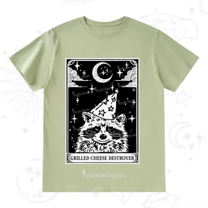 Purplehecate The Grilled Cheese Destroyer Tarot Raccoon T-Shirt