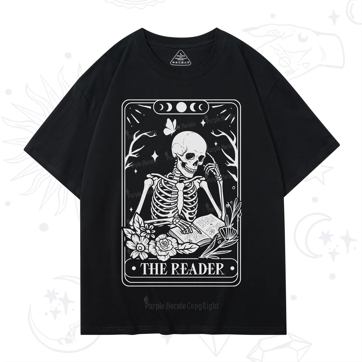 Purplehecate The Reader Tarot Skeleton T-Shirt