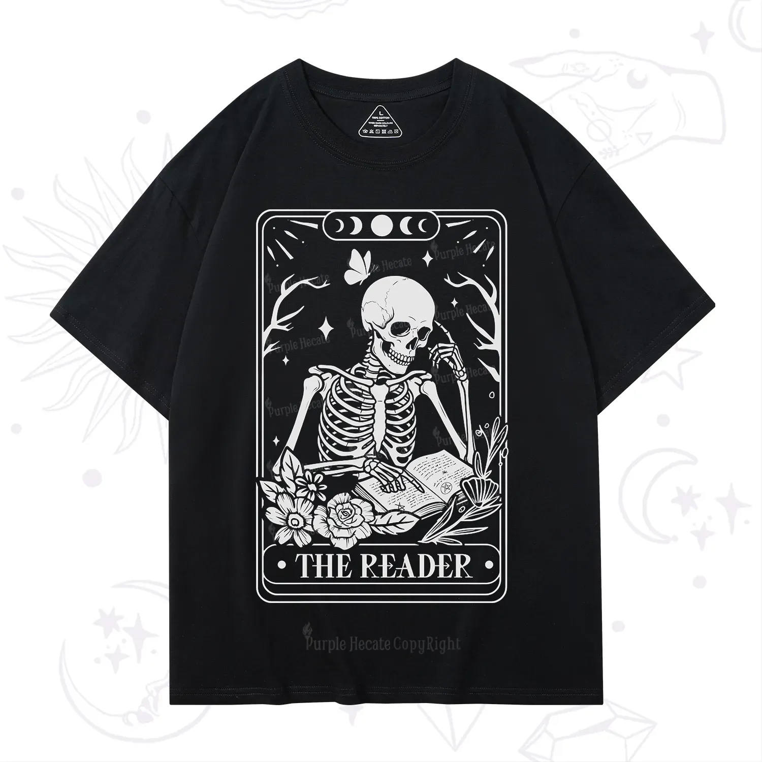 Purplehecate The Reader Tarot Skeleton T-Shirt