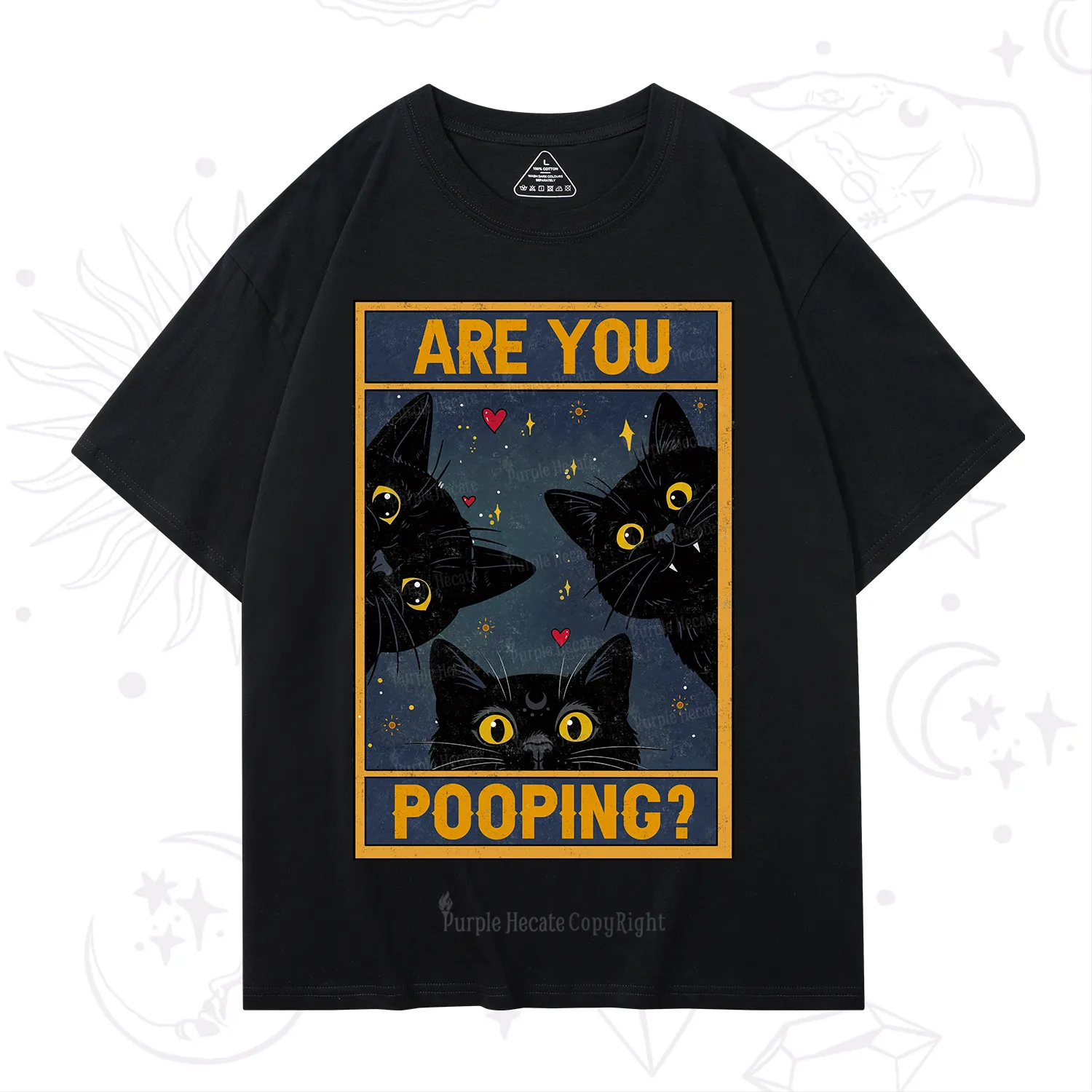 Purplehecate Funny Black Cat Are You Pooping T-Shirt