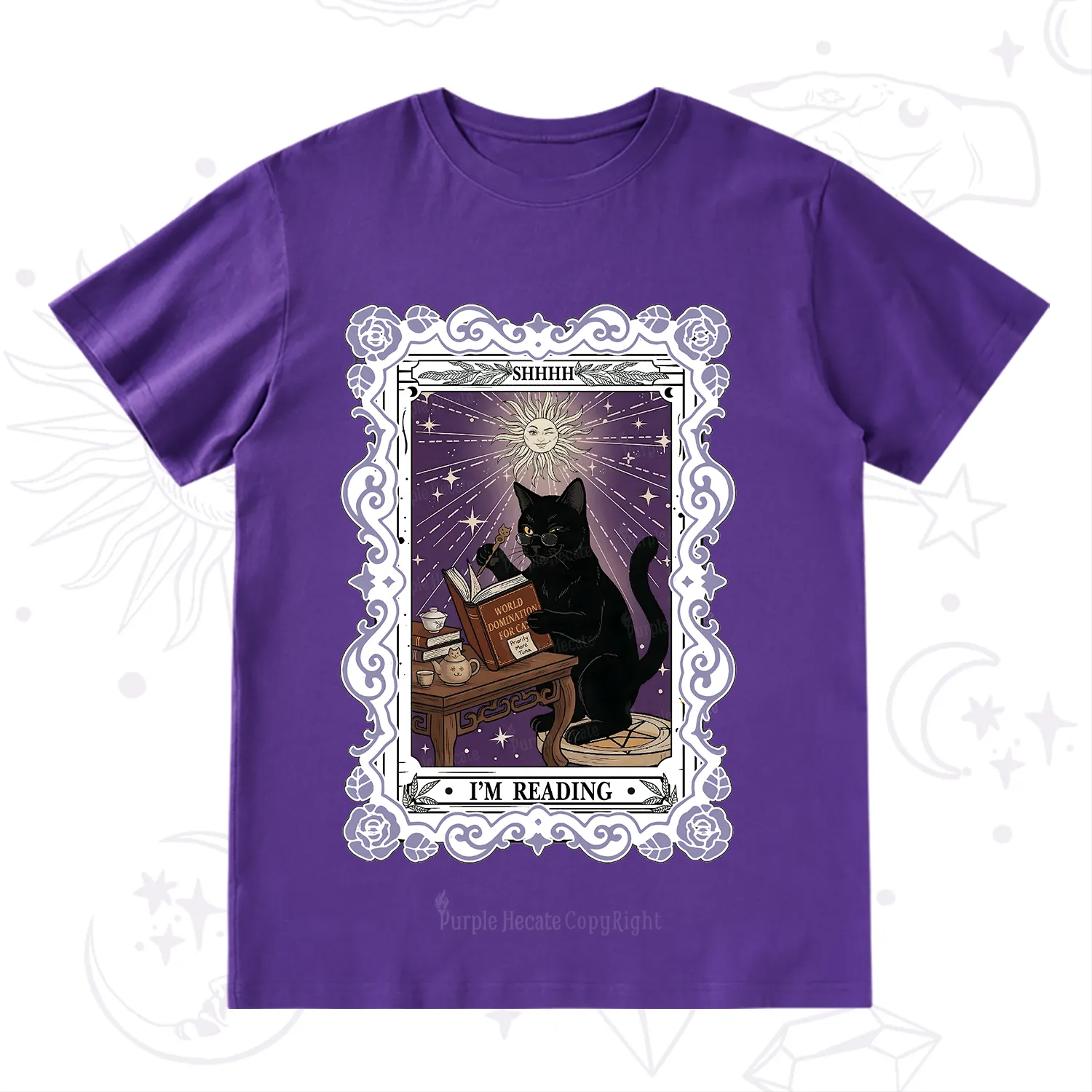 Purplehecate The Reading Cat Tarot T-Shirt