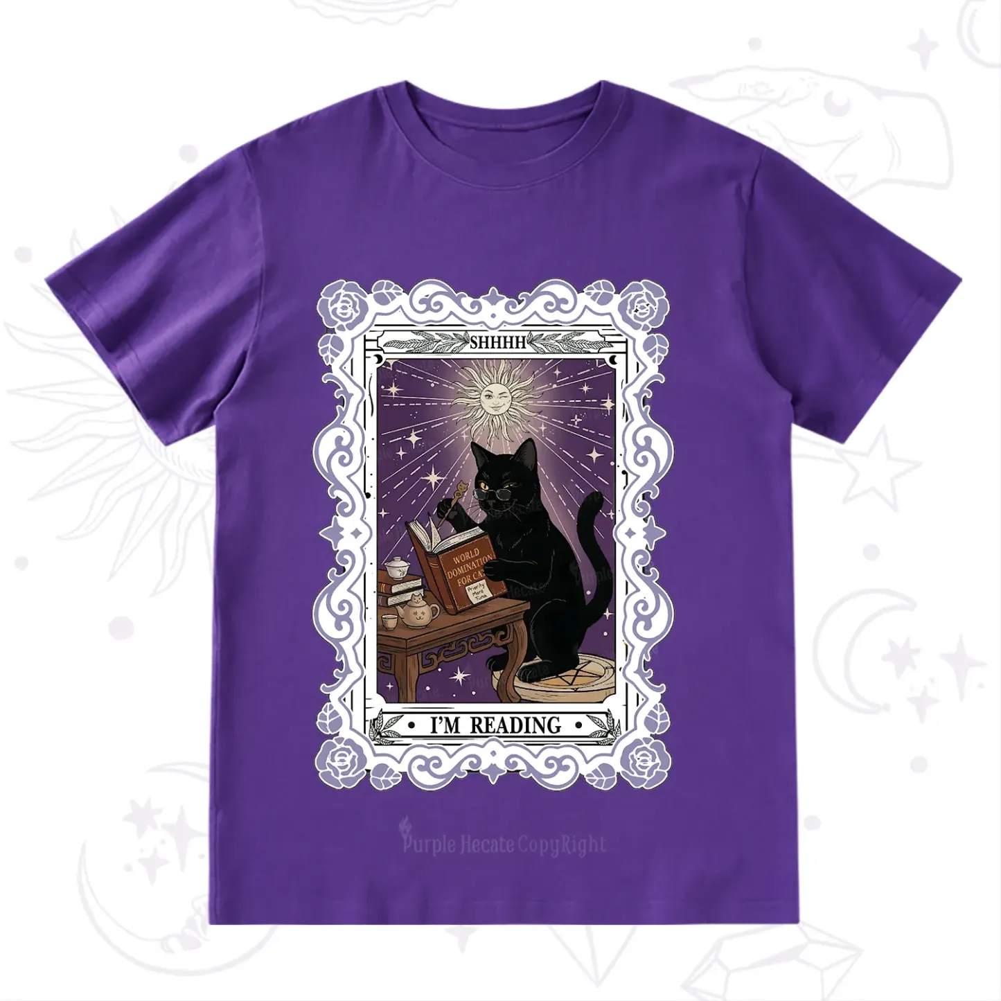 Purplehecate The Reading Cat Tarot T-Shirt