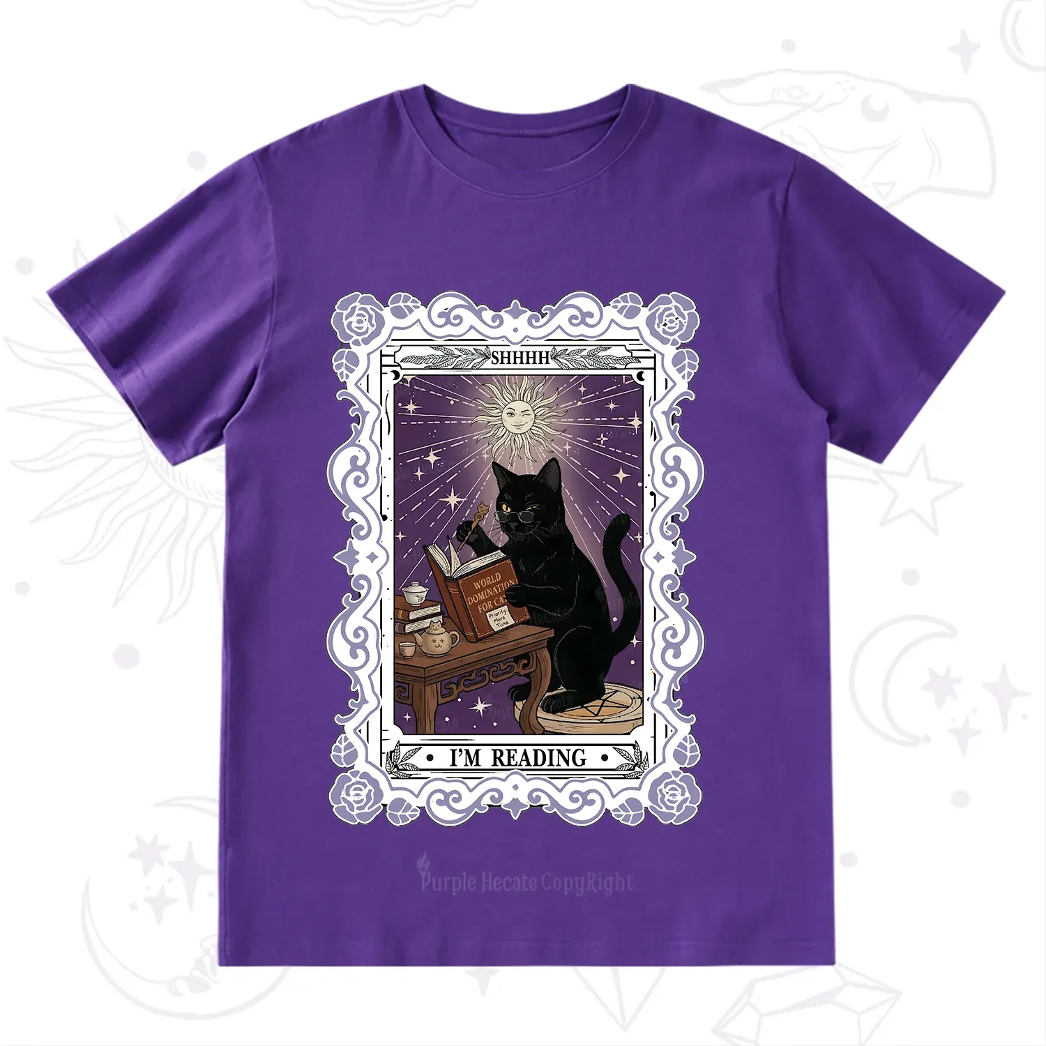 Purplehecate The Reading Cat Tarot T-Shirt