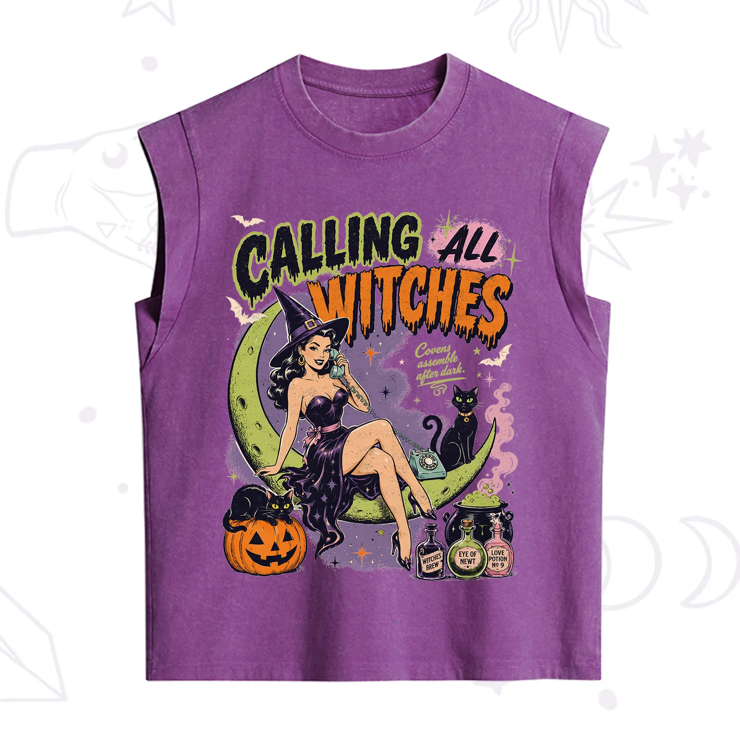 Purplehecate Calling All Witches Halloween Vintage Washed Tank
