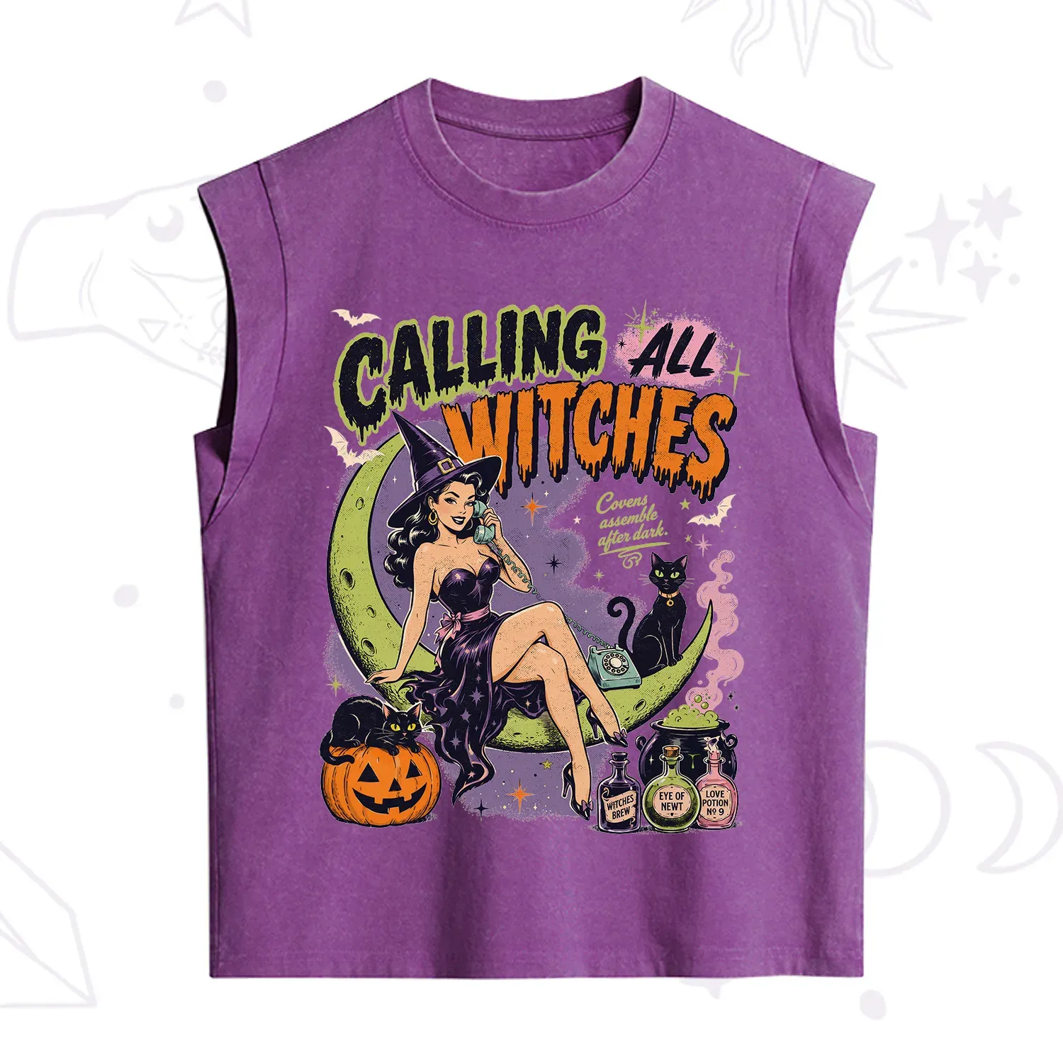 Purplehecate Calling All Witches Halloween Vintage Washed Tank