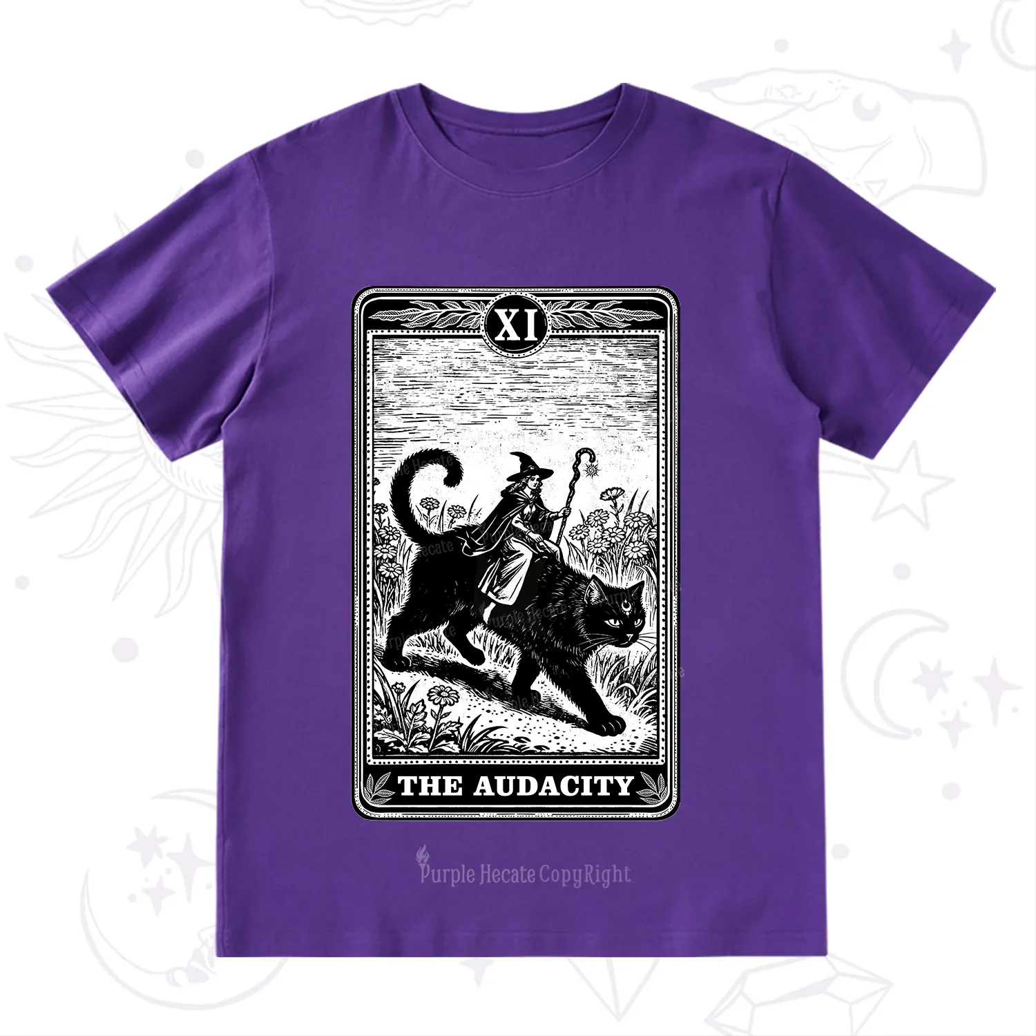 Purplehecate The Audacity Wizard Cat Tarot T-Shirt
