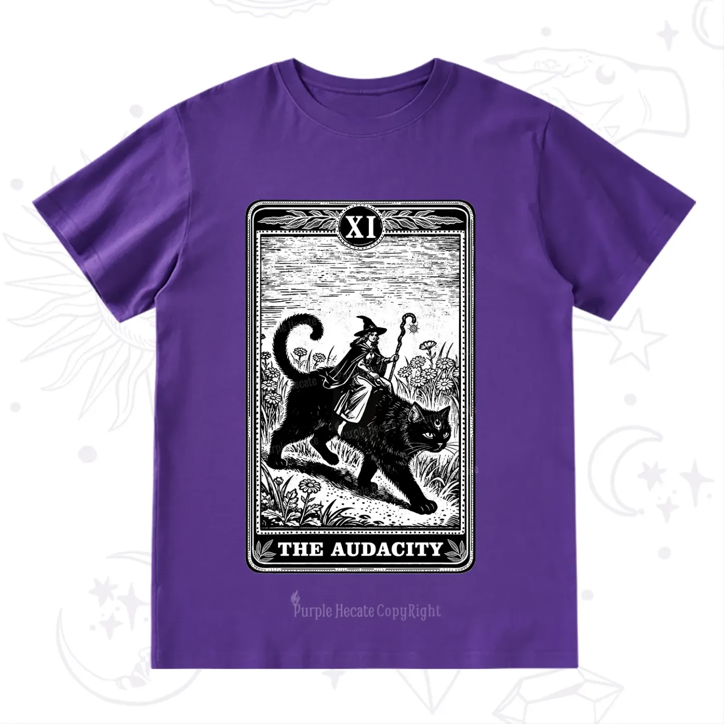 Purplehecate The Audacity Wizard Cat Tarot T-Shirt