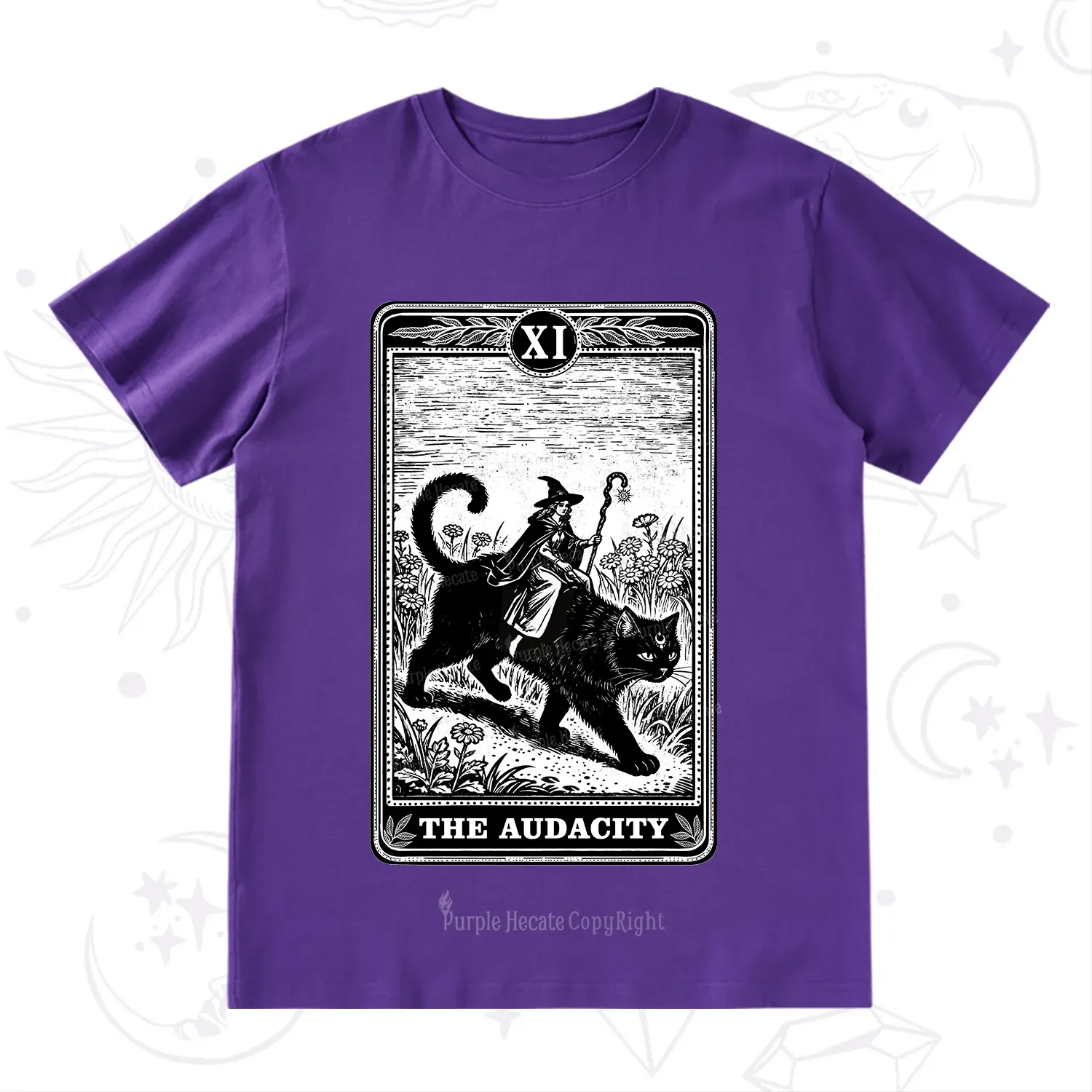 Purplehecate The Audacity Wizard Cat Tarot T-Shirt