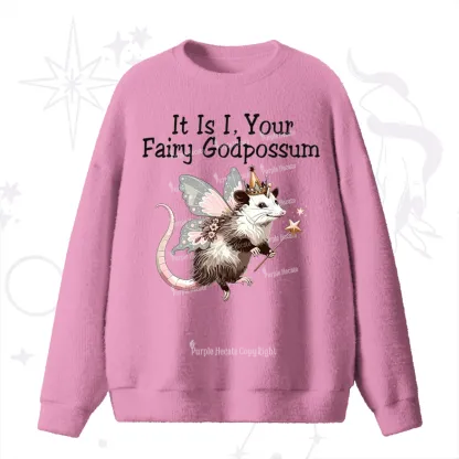 Purplehecate It Is I Your Fairy Godpossum Fuzzy Ugly Sweater