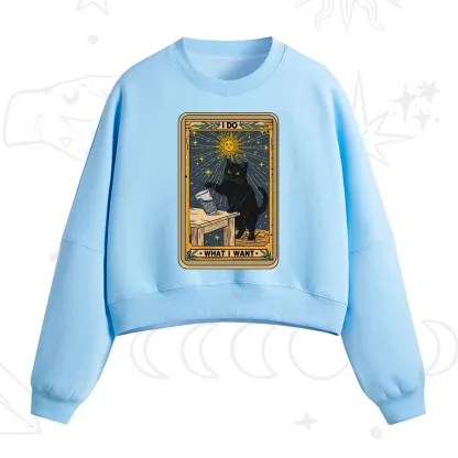 Purplehecate I Do What I Want Cats Fleece Cropped Sweatshirt
