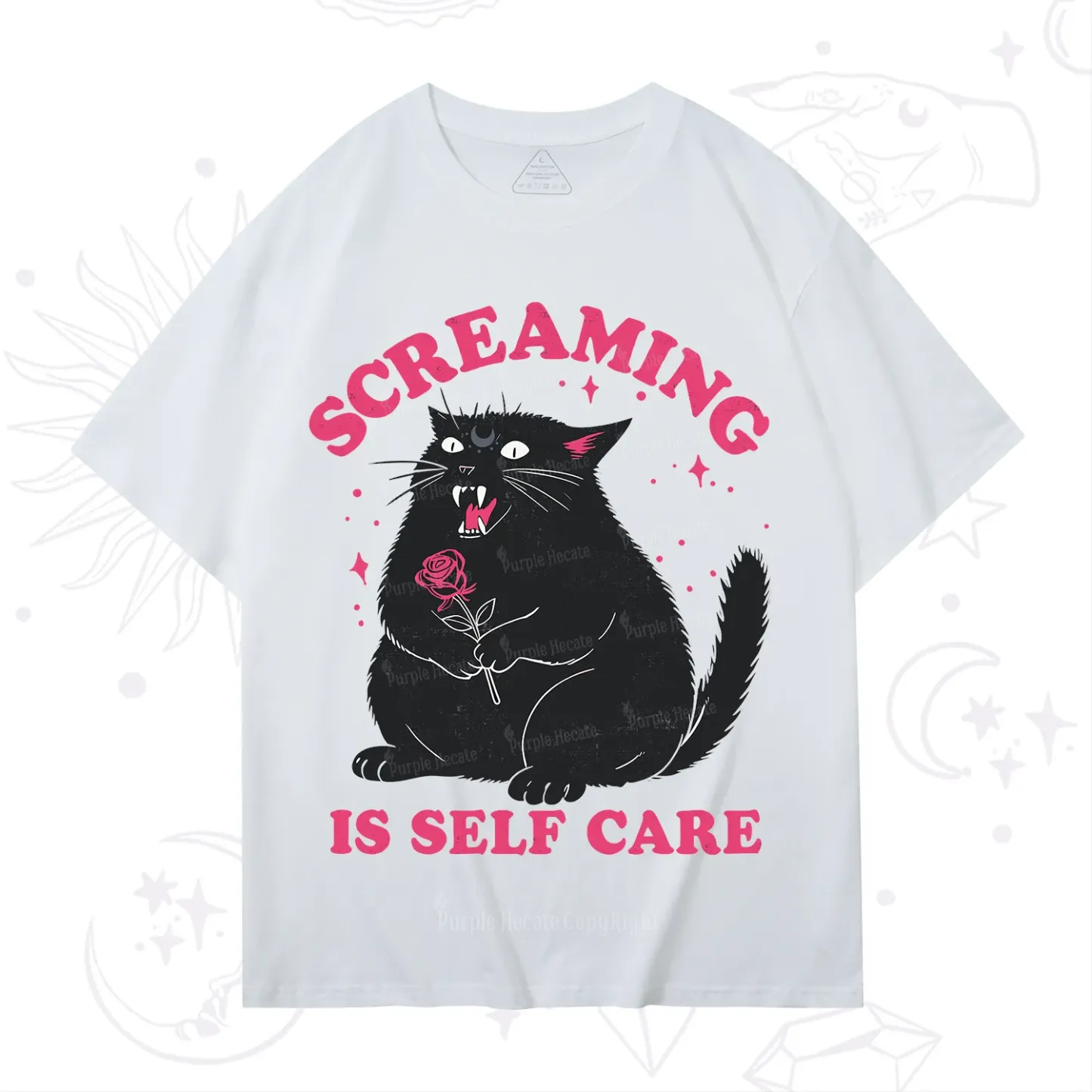 Purplehecate Funny Cat Screaming Is Self Care T-Shirt
