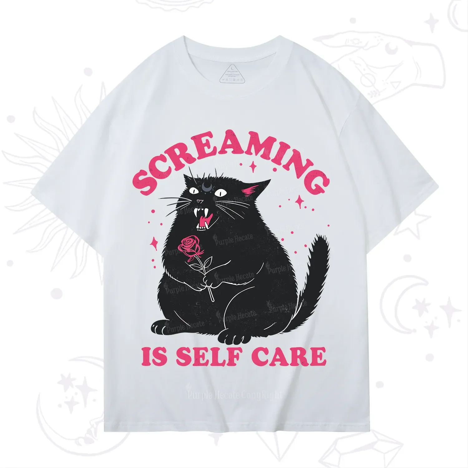 Purplehecate Funny Cat Screaming Is Self Care T-Shirt