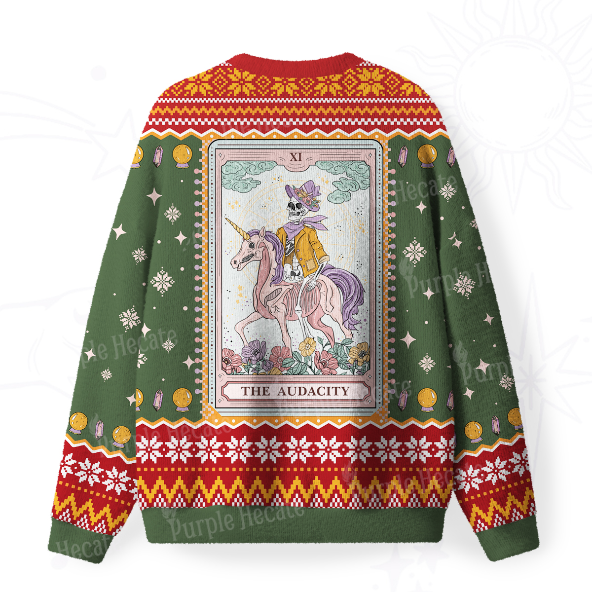 Purplehecate The Audacity Tarot Card Fuzzy Ugly Christmas Sweatshirt