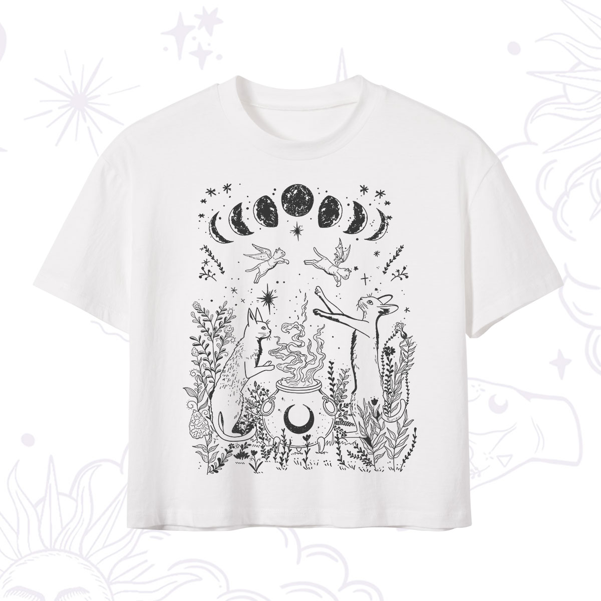 Purplehecate Celestial Cat Crop T-Shirt 