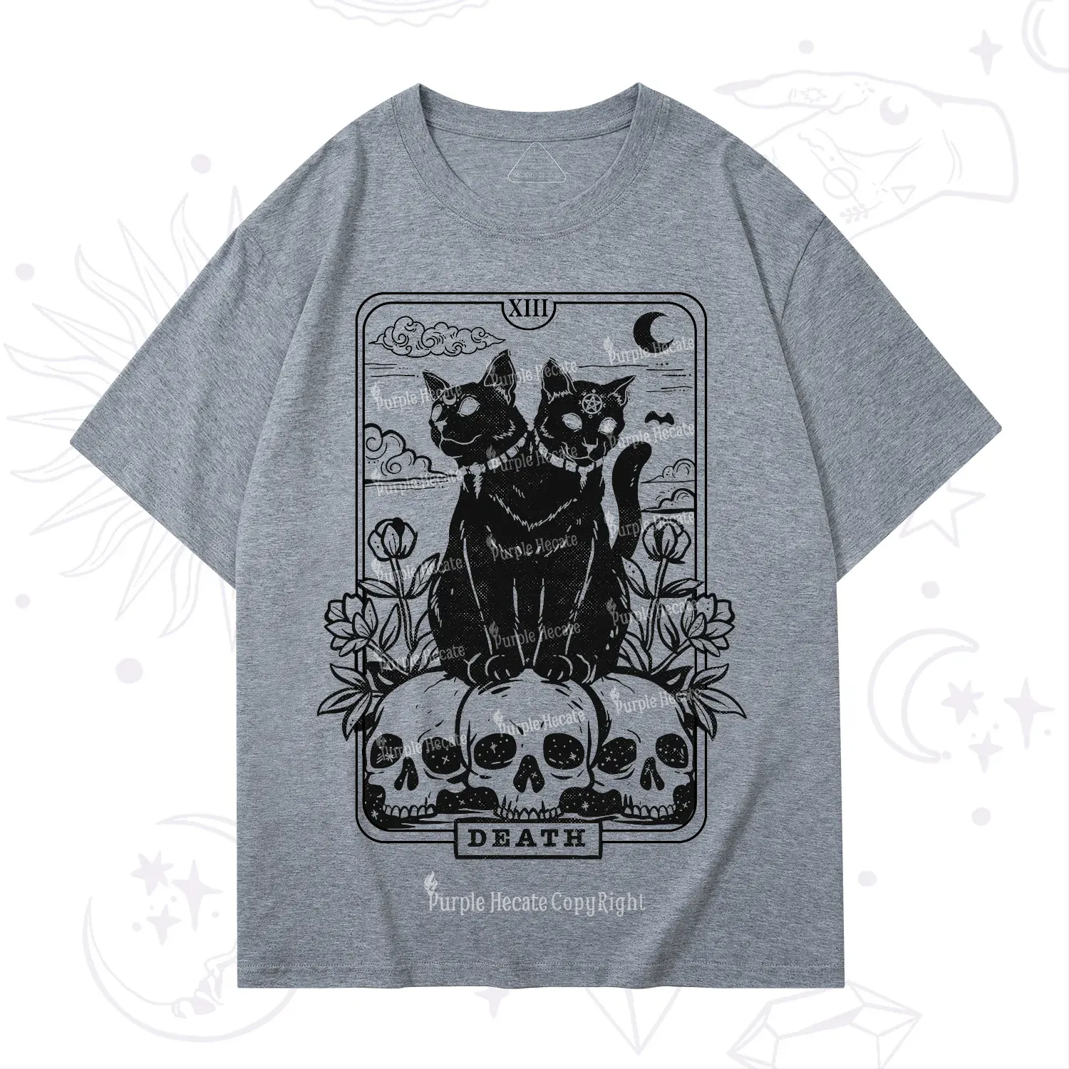 Purplehecate The Black Cat Death Tarot Card T-Shirt
