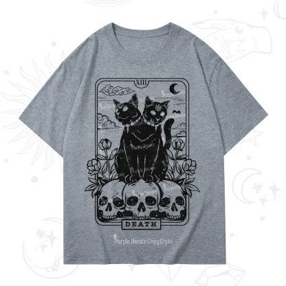 Purplehecate The Black Cat Death Tarot Card T-Shirt