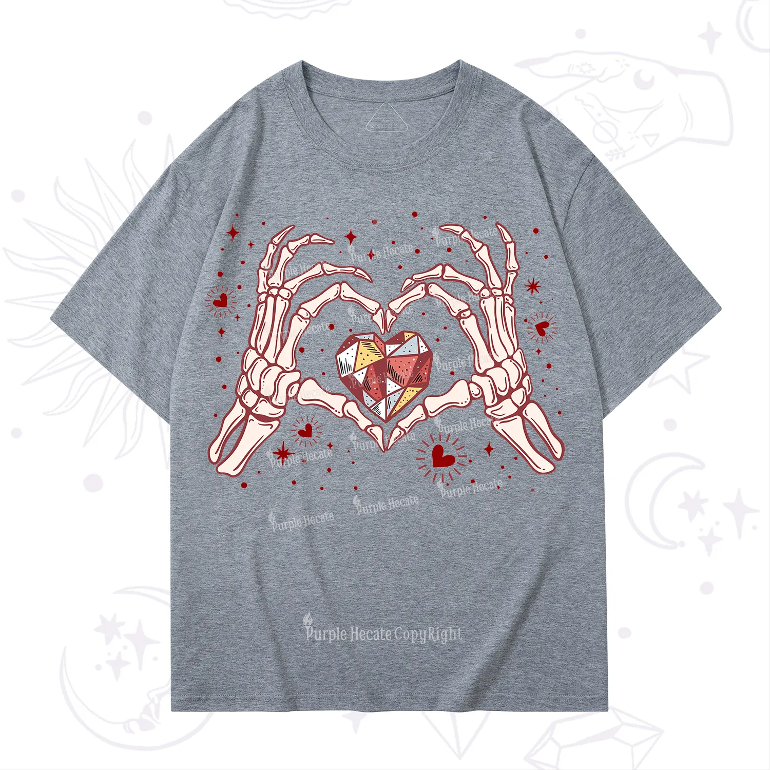 Purplehecate Skeleton Love Hands Valentine T-Shirt