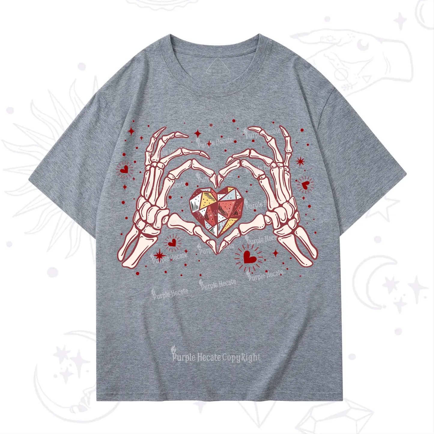 Purplehecate Skeleton Love Hands Valentine T-Shirt