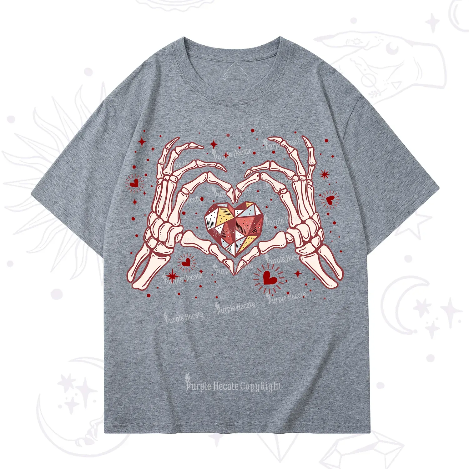 Purplehecate Skeleton Love Hands Valentine T-Shirt