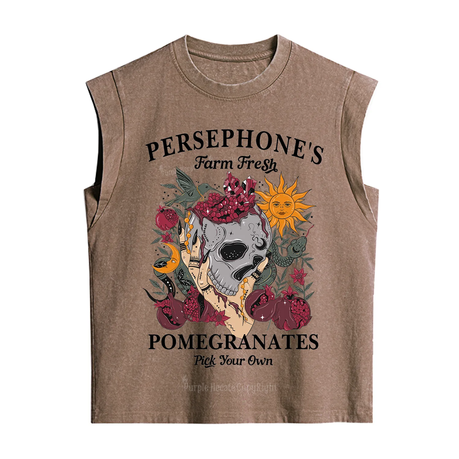 Purplehecate Persephone's Farm Fresh Pomegranates Pick Your Own Vintage Washed Tank