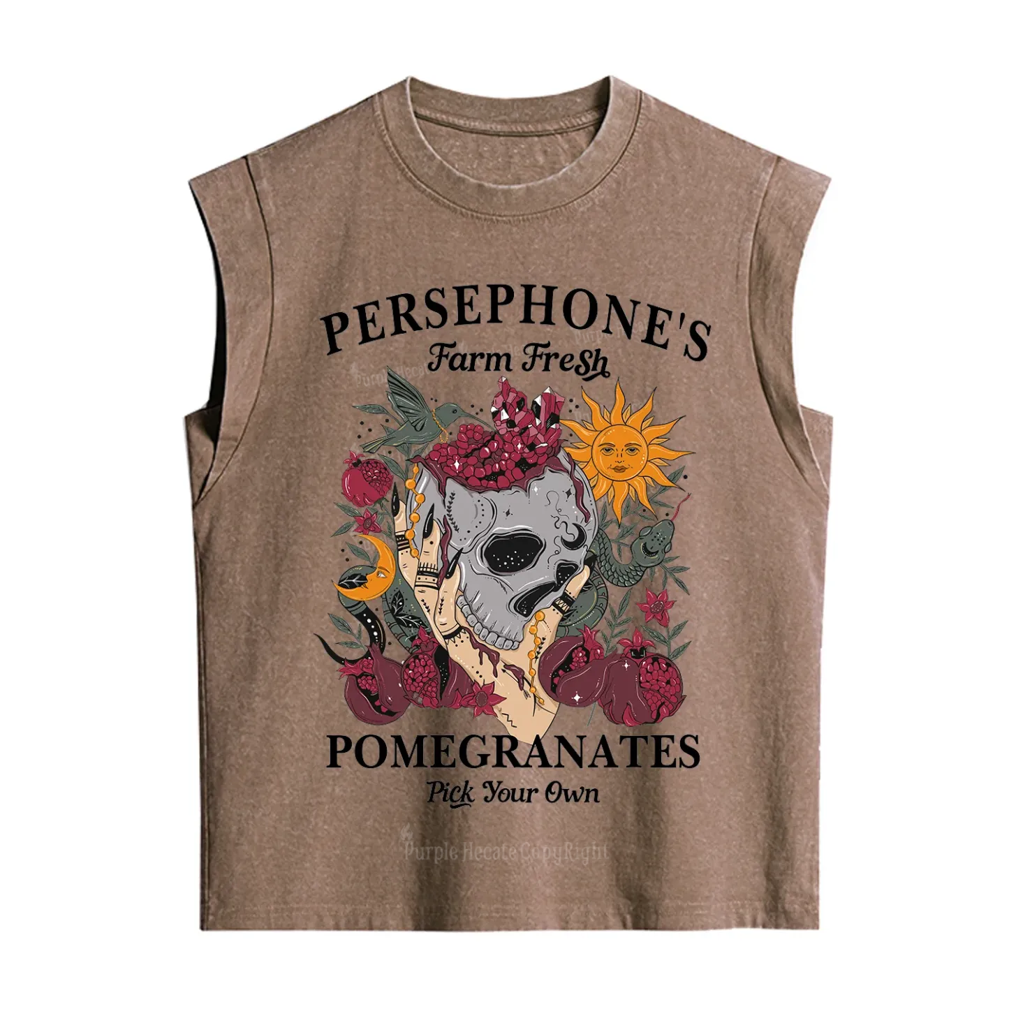 Purplehecate Persephone's Farm Fresh Pomegranates Pick Your Own Vintage Washed Tank